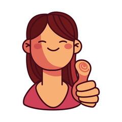 Cartoon girl smiling and holding thumb up
