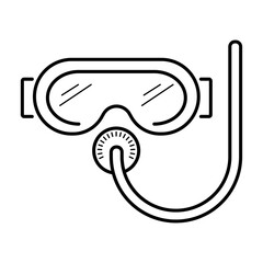 Diving mask goggles with snorkel doodle illustration. Vector hand drawn icon