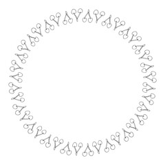 Round frame with black-and-white cherries on white background. Vector image.