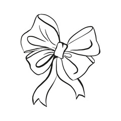 Bow with ribbons outline hand drawn sketch