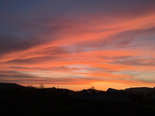 Natural beautiful sunset with clouds