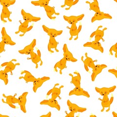 fox with big ears. animals pattern seamless vector illustration. textile design..
