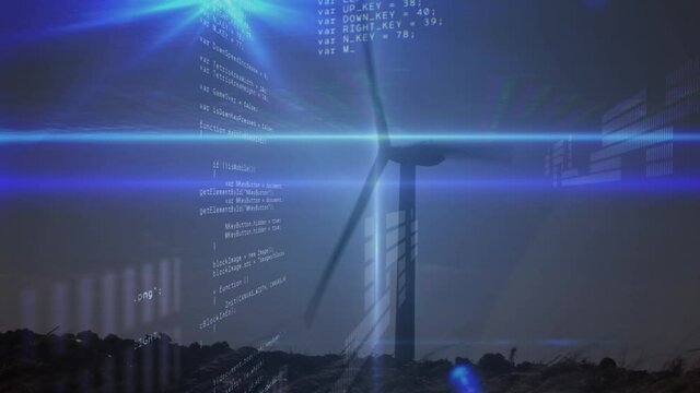 Animation of data processing over a wind turbine