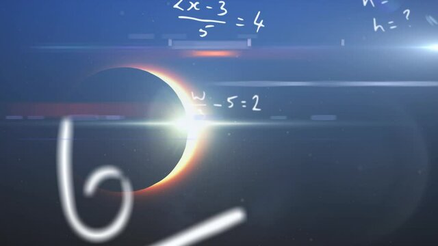 Animation of math equations over eclipse