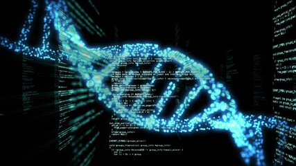 Animation of data processing and blue DNA during coronavirus covid19 pandemic - Powered by Adobe