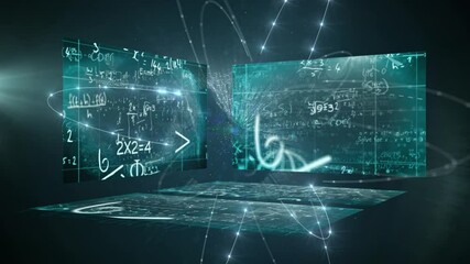 Animation of math equations during coronavirus covid19 pandemic - Powered by Adobe