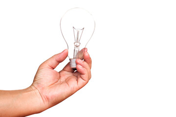 man with a light bulb On a white background