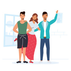 Obraz premium young people characters in Friendship day celebration