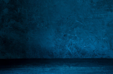 Beautiful dark blue stucco wall background as abstract pictures for decoration There is space for writing messages. Or various design work