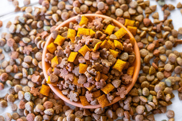 Top view of a dry pet food