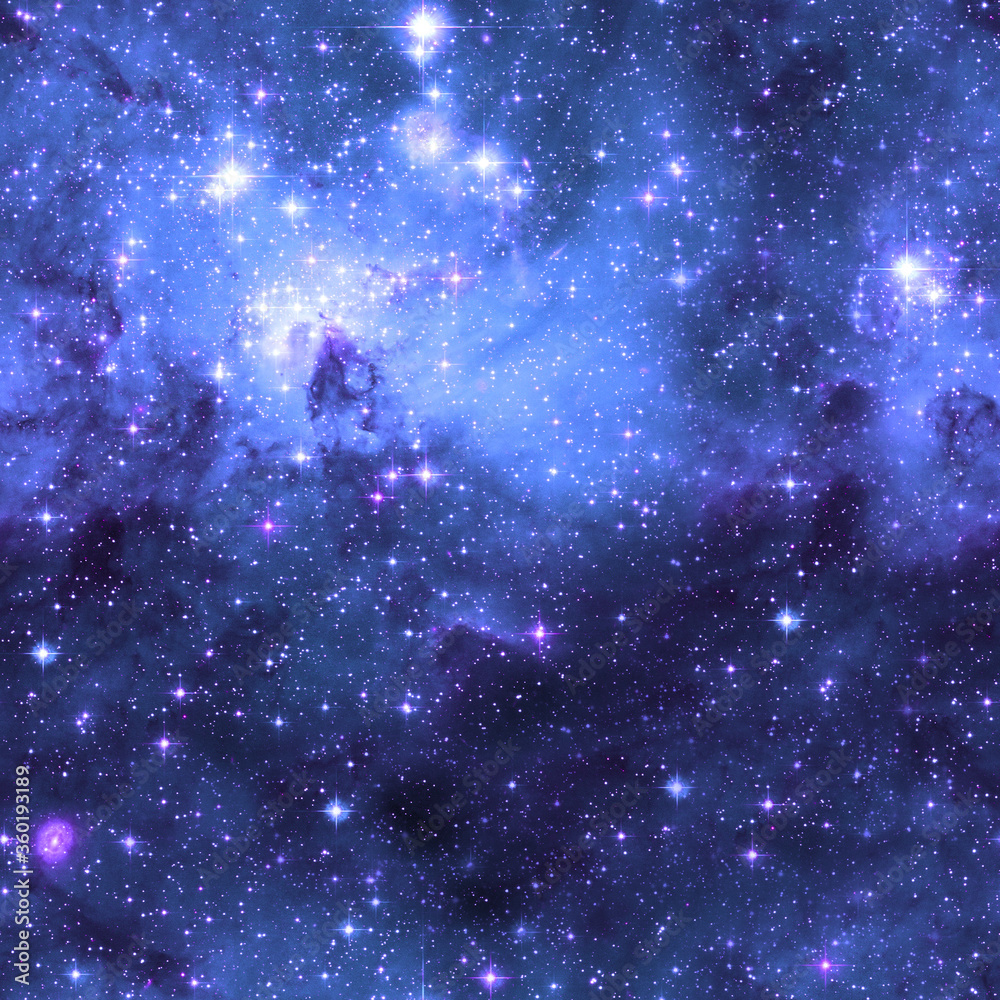 Wall mural galaxy fabric seamless pattern. blue abstract