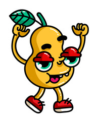 Pear. Vector flat cartoon color icon with emotions.