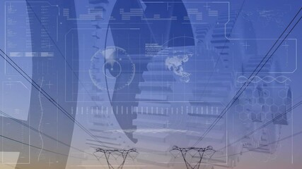 Animation of gearings over a landscape - Powered by Adobe