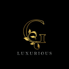 Golden Outline Letter G Luxury Logo Icon, Vintage Gold G Letter Logo