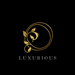 Golden Outline Letter O Luxury Logo Icon, Vintage Gold O Letter Logo