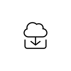Download icon. Download from cloud icon in black line style icon, style isolated on white background
