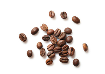 Group of coffee beans isolated on white background