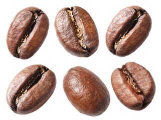 Collection of coffee bean isolated on white background