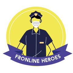 Thanks to the frontline heroes. Police with mask