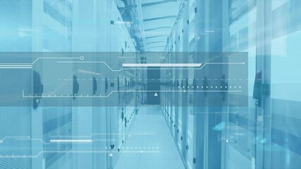 Animation of statistics with data processing over an empty office - Powered by Adobe