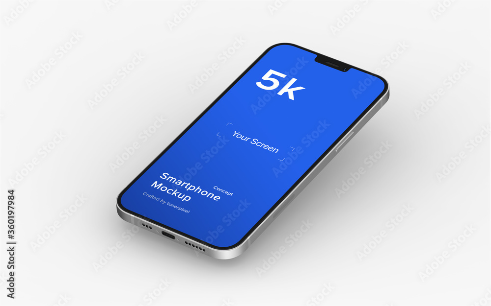 Wall mural smartphone mockup | fully editable file, replaceable screen, separated shadow and background