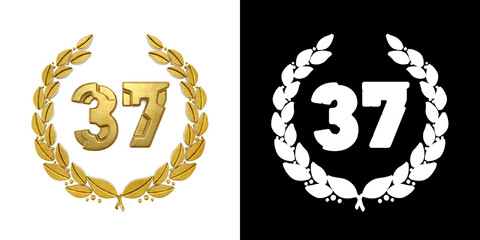 Gold number thirty-seven years celebration