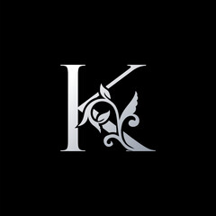 Monogram Initial Letter K Luxury Logo Icon, Vintage K Letter Logo Design Template