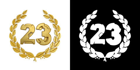 Gold number twenty-three years celebration