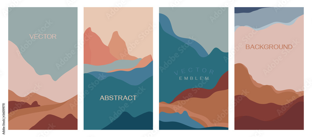 Poster Vector set of abstract creative backgrounds in minimal trendy style with copy space for text - design templates for social media stories