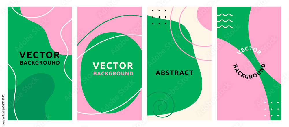 Fototapete Vector set of abstract creative backgrounds in minimal trendy style with copy space for text - design templates for social media stories - simple, stylish and minimal wallpaper designs