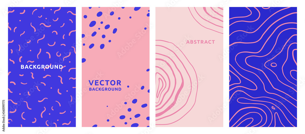 Aufkleber Vector set of abstract creative backgrounds in minimal trendy style with copy space for text - design templates for social media stories - simple, stylish and minimal wallpaper designs