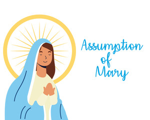 miraculous virgin assumption of mary with lettering