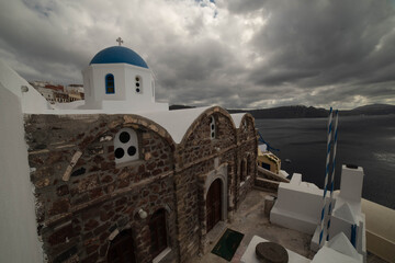 church in oia village santorini greece
