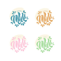 Milk handwritten lettering. Design template typography for milk packaging . Vector illustration.