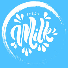 Fototapeta na wymiar Milk handwritten lettering. Design template typography for milk packaging . Vector illustration.