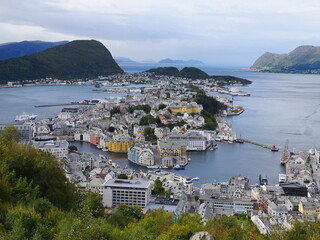 A view above Alesund in the beginning of September 2020.