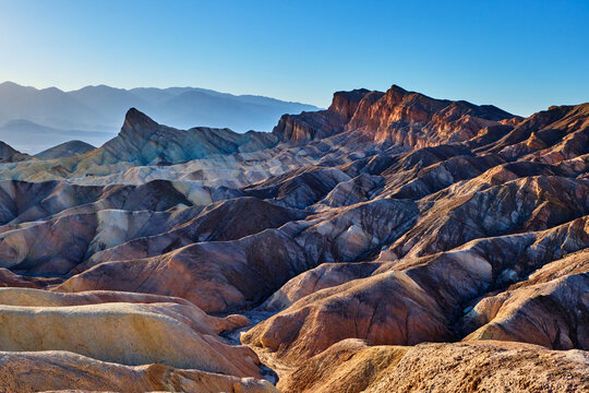 Zabriski Point Mudstones form Badlands Death Valley National Park