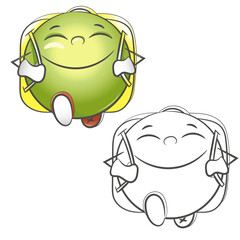 Pea character goes to school.