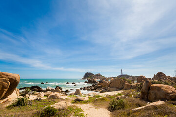 Fototapeta na wymiar Ke Ga lighthouse in Vietnam