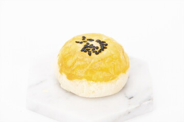 Yolk crisp and isolated on a white background
