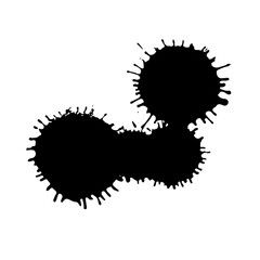 Black drop isolated on white background. Grunge splash texture. Vector illustration.