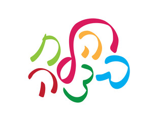 Colorful Good Luck Greeting on White Background. Translation - Good Luck