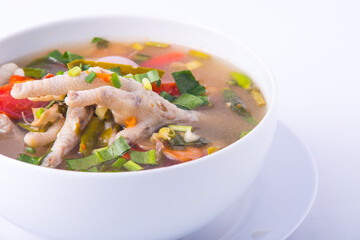 Chicken feet spicy soup. Popular food in Thailand