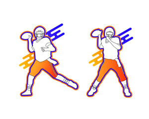 Football player silhouette vector set design sports