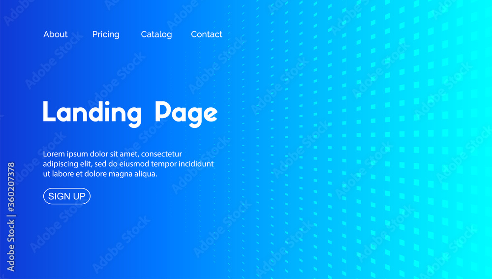 Wall mural blue landing page vector template. abstract minimal background for business web site