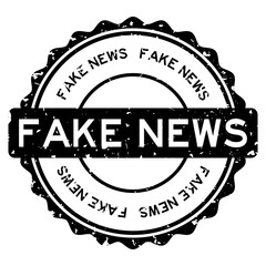 Grunge black fake news word round rubber seal stamp on white background