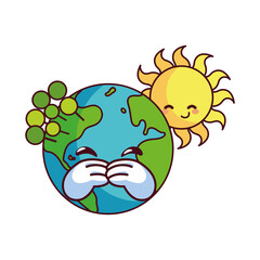 sun and earth happy accompanied