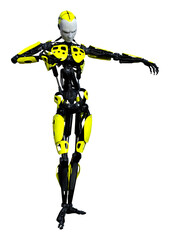 3D Rendering Male Robot on White