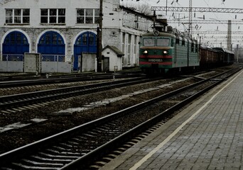 Obraz premium train on the railway station
