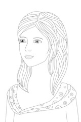 portrait of nice girl with medium length hair for your coloring
